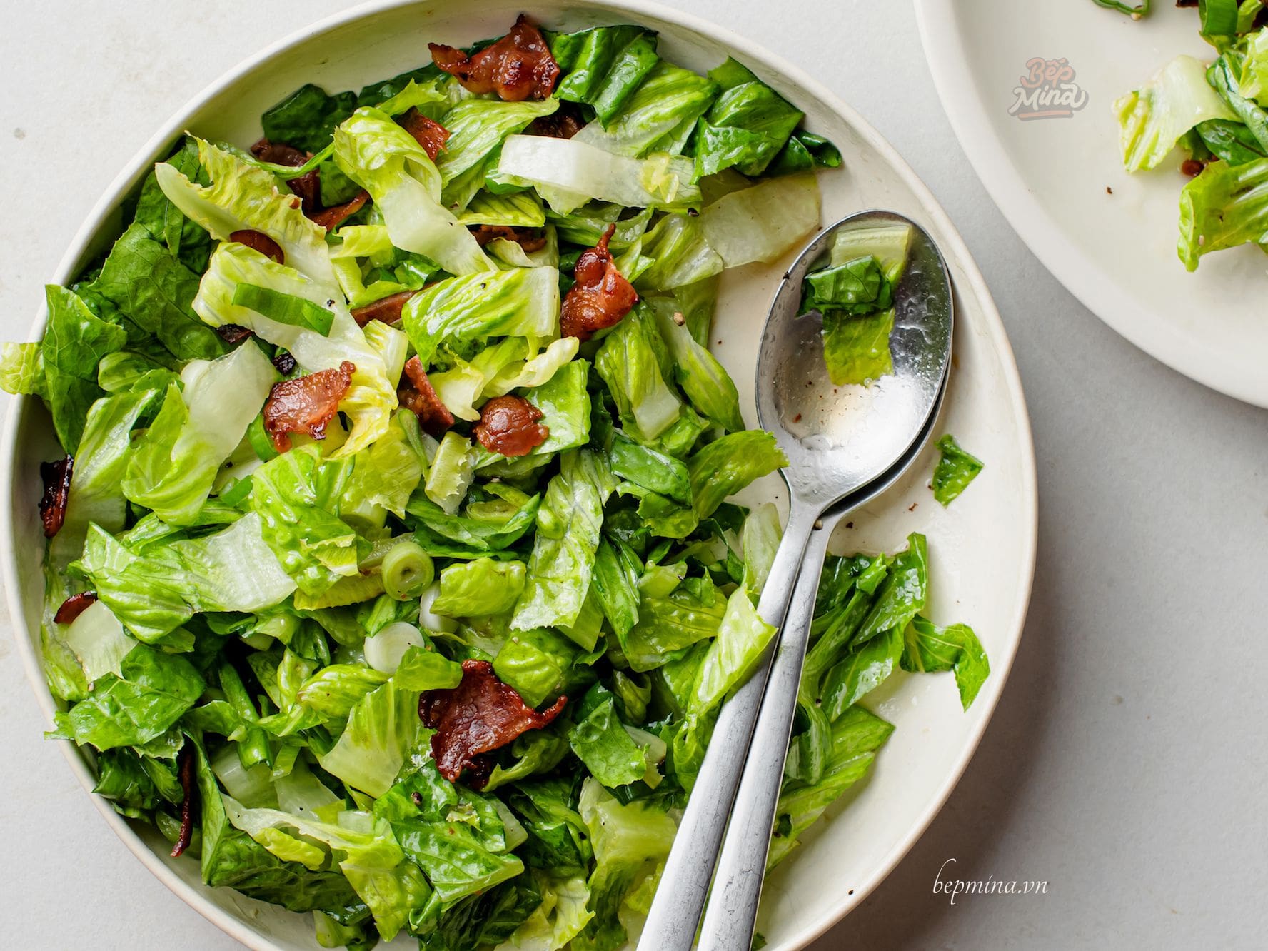 cách làm salad xà lách thịt xông khói
