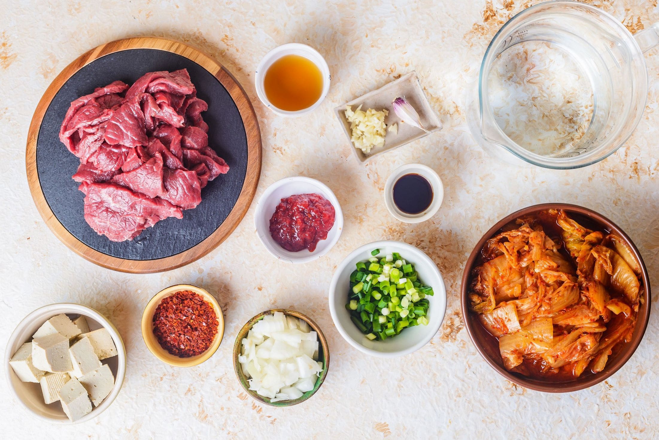 nguyên liệu nấu canh kim chi đậu phụ Hàn Quốc